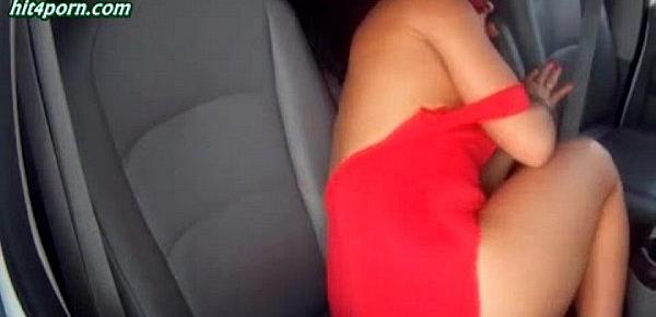 Chained babe gets rubbed and fucked in car